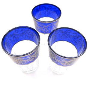 moroccan set of tea glasses deep blue