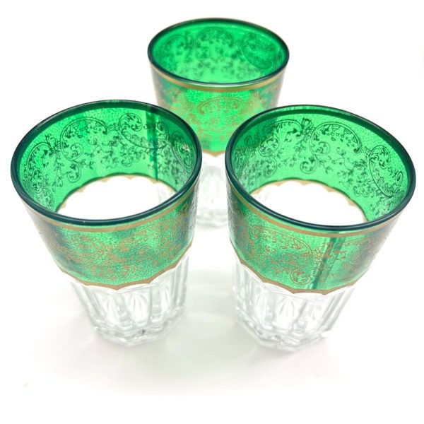 moroccan set of tea glasses green