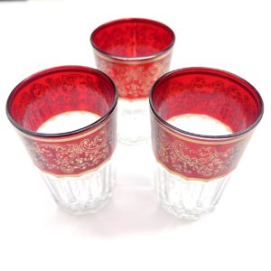 moroccan set of tea glasses red