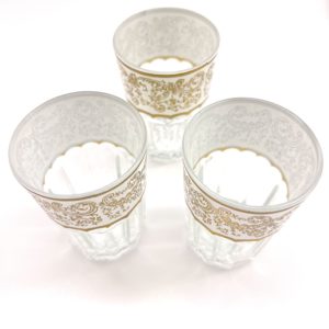 moroccan set of tea glasses white set